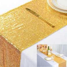 Gold Tablecloths Tianfu Rose Sequin Runner Wedding/Event Tablecloth Gold