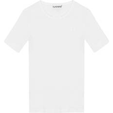 Ganni T-shirts Ganni Soft Cotton Rib Short Sleeve Tshir Dam Kortärmade T-shirts