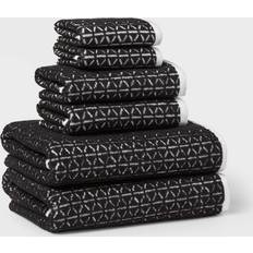 Black Towels Threshold 6pc Boho Bath Towel Black