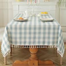 Checkered Tablecloths Tianfu Rustic Plaid Fall Thanksgiving Christmas,Square Tablecloth Blue