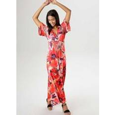 Aniston Floral Print Three-Quarter Length Sleeve Summer Maxi Dress Smoke