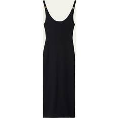 Miu Miu Ribbed Backless Metal Logo Dress