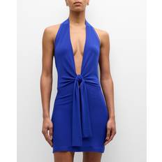 Norma Kamali Tie-Front Halter Mini Dress