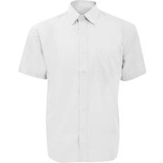 Clothing Russell Collection Mens Short Sleeve Poly-Cotton Easy Care Poplin Shirt White