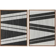 Cotton Framed Art Home ESPRIT Stripes White/ Black Framed Art 60x60cm 2pcs