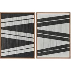 Svarta Tavlor Home ESPRIT Stripes White/ Black Tavla 60x60cm 2st
