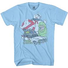 Clothing Ghostbusters Ghostbusters Mens Ecto1 Slimer Shirt Stay Puft Logo Tee Shirt Graphic T-Shirt Light Blue, Large