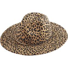 Leopard Headgear Mud Pie Womens Leopard Printed Fedora, One Tan