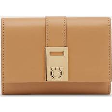 Natural Carteras Ferragamo Woman Hug compact wallet LIGHT CAMEL