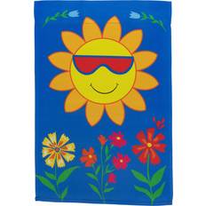 Blue Flags Northlight Smiling Sun Floral Outdoor Garden Flag 18"