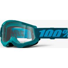 Lunettes de moto 100% Percent Strata Stone, lunettes de protection couleur: Vert/Bleu Clair Net