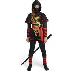 Spooktacular Creations Black and Red Ultimate Ninja Dragon Costume Set for kids, Girls, Halloween Costume Dress Up-S