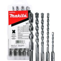 Power Tool Accessories Makita 5 Piece SDS-Plus Drill Bit Set For SDS Rotary Hammers Aggressive Drilling For Concrete & Masonry Carbide Tipped Bits