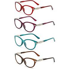 Reading Glasses Optix 55 Reading Women- 4 pack Readers Stylish, Comfortable Ladies Designer Readers, Magnification Strength 2.50