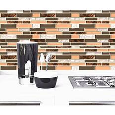 Livebor Brown and Gray Peel and Stick Backsplash Kitchen Wallpaper 11.8inch x 196.8inch Bathroom Wallpaper Kitchen Backsplash Waterproof Contact Paper Countertop Removable Self Adhesive Wallpaper