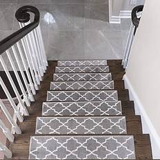 Gray Stair Carpets SUSSEXHOME Geometric Stair Treads Gray