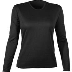 Women Base Layers Hot Chillys Women's Bi-Ply Crewneck Midweight Relaxed Fit Base Layer Black