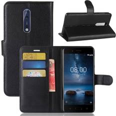 Nokia Covers med kortholder Nokia 8 Trendikäs Nahkakotelo Musta