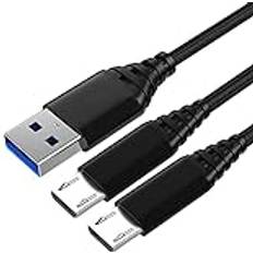 Laddarkabel PS4-kontroll, 2-pack 3 m/10 fot mikro-USB-kabel, laddning, PlayStation 4/Dualshock 4/PS4/PS4 Xbox One/One