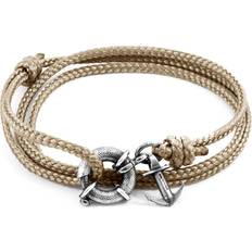 Brown Bracelets Anchor & Crew Sand Brown Clyde Silver and Rope Bracelet