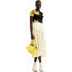 Desigual Skirts Desigual Geraffter Midirock Blumen YELLOW YELLOW, XS