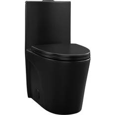 Toilets Swiss Madison St. Tropez 1-piece 1.1/1.6 GPF Dual Vortex Flush Elongated Toilet in Matte Black Seat Included