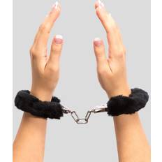 LoveHoney Sexleksaker LoveHoney Black Furry Handcuffs Black