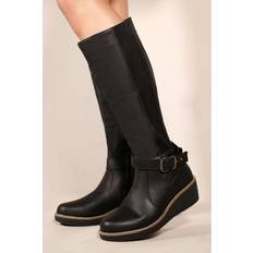 Where's That From 'Ayleen' Wedge Heel Knee High Boots Black