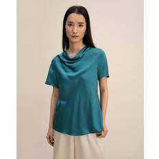 Silk T-shirts LilySilk Cowl Neck Short Sleeves Shirt for Women