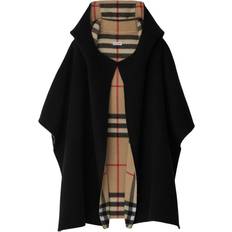 Clothing Burberry Soft Check Reversible Cashmere Cape Black/Archive Beige