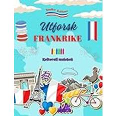 Utforsk Frankrike Kulturell malebok Kreativ design av franske symboler: Ikoner fra fransk kultur blandet i en fantastisk malebok