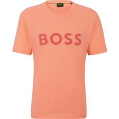 HUGO BOSS Orange T-shirts HUGO BOSS Cotton-jersey regular-fit T-shirt with mesh Light Orange