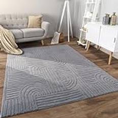 Paco Home Alfombra Salon De Habitacion Pelo Corto Motivo Nordica Boho Dibujo Geometrico 120x160 cm Antracita cm