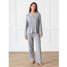 Gray - Women Pajamas Cozy Earth Long Sleeve Knit Pajamas