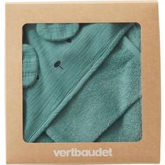 Vertbaudet Bath Cape Mitt Organic Cotton Gauze Green