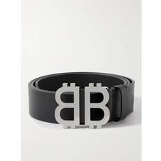 Balenciaga Clothing Balenciaga 3.5cm BB Crypto Logo-Embellished Leather Belt Men Black