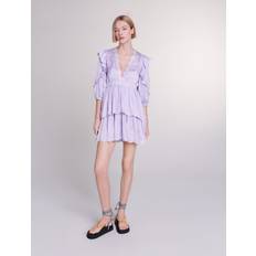 Clothing Maje Womens Violets Scalloped-neck Tiered-skirt Woven Mini Dress