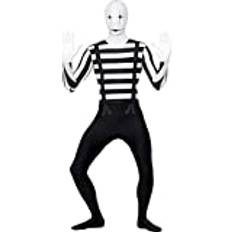 Smiffys Mime Second Skin Costume med rumpväska, dold gylf och öppning under hakan