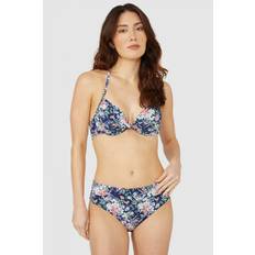 Debenhams Navy Floral Twist Front Underwired Bikini Top