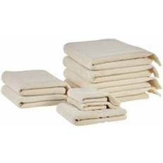 Beliani Set of 9 Cotton Terry Towels Beige ATIU Bath Towel Beige