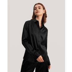 LilySilk Women's Long Sleeves Collared Blouse Black