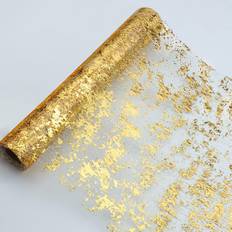 Gold Tablecloths Tianfu Glitter Metallic Runner 11"x108" Thin Mesh Sparkle Runner Tablecloth Gold