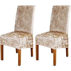 Monochrome Loose Chair Covers Ele eleoption Crushed Velvet Stretchable Elastic Loose Chair Cover Beige