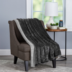 Lavish Home Plush Woven Sherpa Blankets Gray