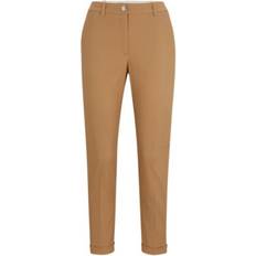 HUGO BOSS Women Clothing HUGO BOSS Regular-fit trousers in stretch-cotton twill- Beige Women's Formal Pants