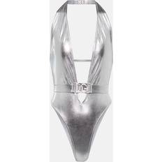 Silver - Women Swimwear Dolce & Gabbana Metallic Halterneck Swimsuit - Silver