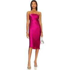 Amanda Uprichard Shiran Strapless Midi Dress in Fuchsia. M, S, XS