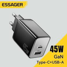 Essager Essager GaN 45W USB Charger Fast Charger PD QC 3.0 USB C Charger Quick Charger For iPhone 14 13 Travel Charger for Samsung S21