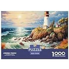 Fyr vid kusten 1000 jigsaw pussel, premiumkvalitet, för vuxna och barn från 12 års pussel, premium kvalitet intelligens utmaning jigsaw pussel i panoramaformat