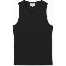 Organic Tank Tops COS Slim Ribbed Cotton Tank Top - Black